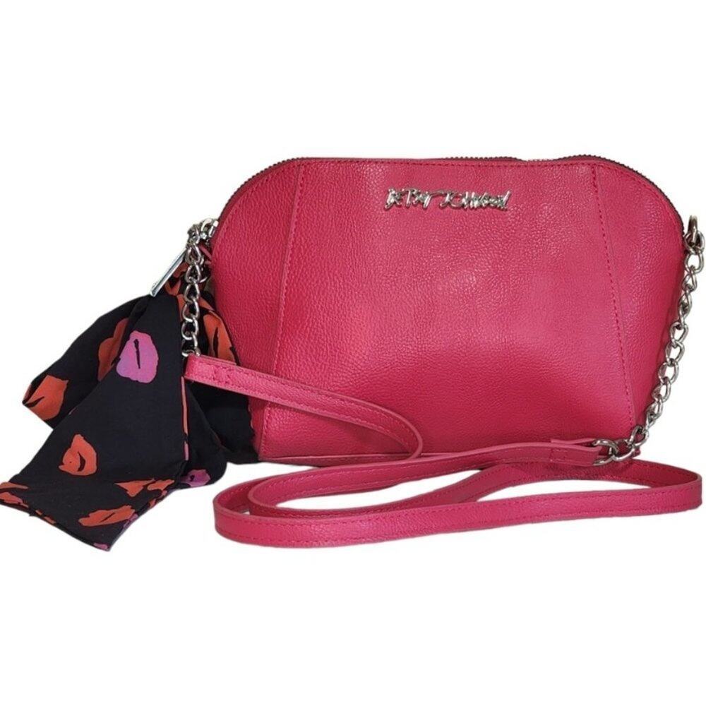 Betsey Johnson Anaya Crossbody with‎ Scarf Hot Pink